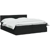 vidaXL Ottoman bed met matras met hoofdeinde 2 st Zwart Stof