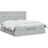 vidaXL Ottomanbed met matras en LED-verlichting, lichtgrijs, 160 x 200 cm, fluweel