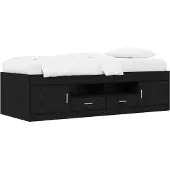 vidaXL Bedframe met opbergruimte en plank, zwart eikenhout, 80 x 200 cm