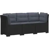 vidaXL 3-Zits Tu bank met Kussens Rattan Look 3-zits PP Antraciet