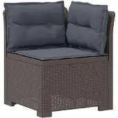 vidaXL 3-Zits Tu bank met Kussens Rattan Look 3-zits PP Lichtgrijs