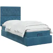 vidaXL Ottomaanse Bed met Matras en LED Donkerblauw 80 x 200 cm