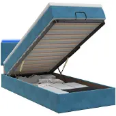 vidaXL Ottomanbed met matras en LED-verlichting, donkerblauw, 90 x 190 cm, fluweel