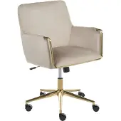 Beliani ALTONA - Bureaustoel - Beige - Fluweel