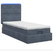 vidaXL Ottomanbed met matras en LED-verlichting, donkergrijs, 90 x 200 cm, fluweel