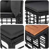vidaXL Tuinbank Set 5 st Zwart en Donkergrijs poly rattan