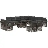 vidaXL Tuinbank Set 14 st Grijs en Donkergrijs poly rattan