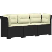 vidaXL 3-Zits Tu bank met Kussens Rattan Look 3-zits PP Antraciet