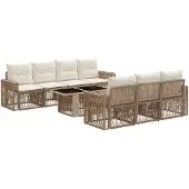 vidaXL Tuinset met 8 zitplaatsen. Beige en crème witte polyrotan
