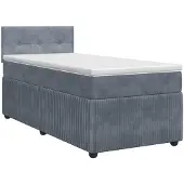vidaXL Boxspringbed met matras Donkergrijs 90 x 190 cm Fluweel