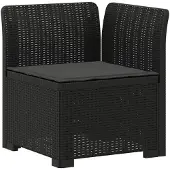 vidaXL 6-Zits Tuinbank met Kussens Rattan uitstraling PP Antraciet