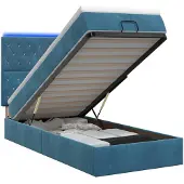vidaXL Ottomanbed met matras en LED-verlichting, donkerblauw, 90 x 200 cm, fluweel