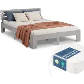 Homestyle4u Tweepersoonsbed - 140x200 cm - met Binnenveringmatras - Grijs
