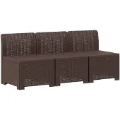 vidaXL 3-Zits Tuin Sofa Rottanlook 3-zits PP Bruin 165 x 62 x 70,5 cm