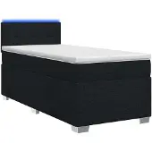 vidaXL Boxspringbed met matras en LED-verlichting, zwart, 90 x 200 cm, gestoffeerd