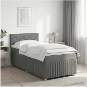 vidaXL Boxspringbed met matras Donkergrijs 90 x 190 cm Stof