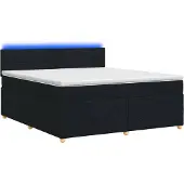 vidaXL Boxspringbed met matras, zwart, 140 x 190 cm, gestoffeerd