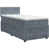 vidaXL Boxspringbed met matras Donkergrijs 90 x 190 cm Fluweel