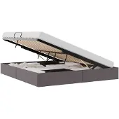 vidaXL Poef met bedframe en opbergruimte, grijs, 160 x 200 cm, kunstleer