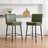 Sonstiges Barstoelen, set van 2, met bekleding van kunstleer, groen, metalen poten