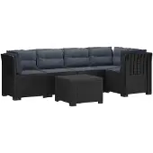 vidaXL - 5-Zits - Tuinbank - met - Kussens - Rattanlook - PP - Antraciet