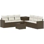 vidaXL Bankstel 8 st Bruin en Crème Wit 55 x 55 x 37 cm