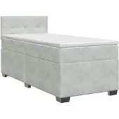 vidaXL Boxspringbed met matras Lichtgrijs 100 x 200 cm Fluweel