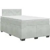 vidaXL Boxspringbed met matras, lichtgrijs, 120 x 190 cm, fluweel