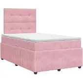 vidaXL Boxspringbed met matras Roze 120 x 200 cm Fluweel