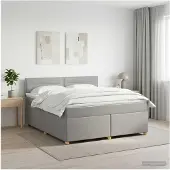 vidaXL Boxspringbed met matras Lichtgrijs 140 x 190 cm Stof