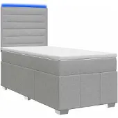 vidaXL LED boxspringbed met matras, lichtgrijs, 80 x 200 cm, gestoffeerd