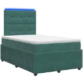 vidaXL LED Boxspringbed met Matras Donkergroen 120 x 200 cm Fluweel