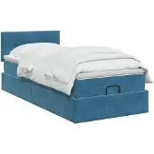 vidaXL Ottomaanse Bed met Matras en LED Donkerblauw 100 x 200 cm