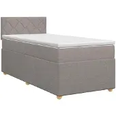 vidaXL Boxspringbed met matras met hoofdeinde Taupe 90 x 190 cm Stof