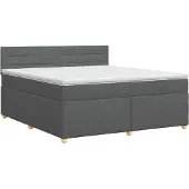 vidaXL Boxspringbed met matras Donkergrijs 140 x 190 cm Stof