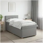 vidaXL Boxspringbed met matras, lichtgrijs, 90 x 190 cm, gestoffeerd