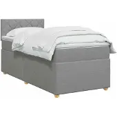 vidaXL Boxspringbed met matras Lichtgrijs 90 x 190 cm Stof