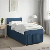 vidaXL Boxspringbed met matras met hoofdeinde Blauw 90 x 200 cm Stof