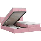 vidaXL Ottoman bed met matras met hoofdeinde 2 st Roze Fluweel