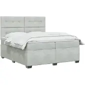 vidaXL Boxspringbed met matras Lichtgrijs 200 x 200 cm Fluweel