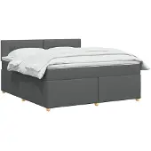 vidaXL Boxspringbed met matras Donkergrijs 140 x 200 cm Stof