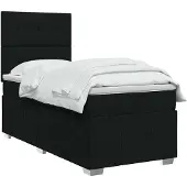 vidaXL Boxspringbed met matras met hoofdeinde Zwart 80 x 200 cm Stof
