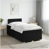 vidaXL Boxspringbed met matras met hoofdeinde Zwart 120 x 190 cm Stof