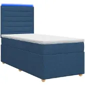 vidaXL Boxspringbed met matras en hoofdbord, blauw, 90 x 190 cm, stof