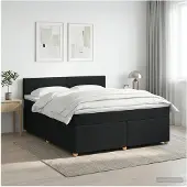 vidaXL Boxspringbed met matras met hoofdeinde Zwart 160 x 200 cm Stof