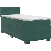 vidaXL Boxspringbed met matras Donkergroen 90 x 200 cm Fluweel