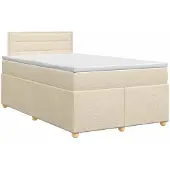 vidaXL Boxspringbed met matras Crèmekleurig 120 x 200 cm Stof