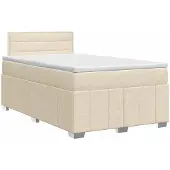 vidaXL Boxspringbed met matras Crèmekleurig 120 x 200 cm Stof