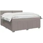 vidaXL Boxspringbed met matras met hoofdeinde Taupe 140 x 200 cm Stof