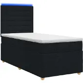 vidaXL Boxspringbed met matras, zwart, 90 x 200 cm, gestoffeerd